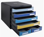 EXACOMPTA-Cassettiera-A4-6-cassetti-BIG-BOX-MAXI-nero-multicolore-Bee-Blue-Exacompta
