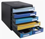 EXACOMPTA-Cassettiera-A4-6-cassetti-BIG-BOX-MAXI-nero-multicolore-Bee-Blue-Exacompta