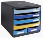 EXACOMPTA-Cassettiera-A4-6-cassetti-BIG-BOX-MAXI-nero-multicolore-Bee-Blue-Exacompta