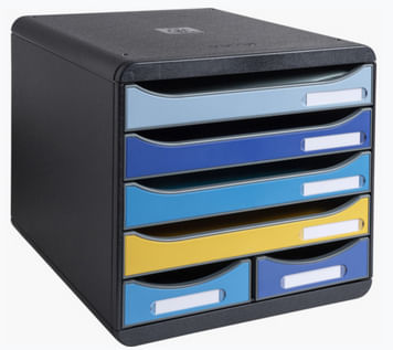 EXACOMPTA-Cassettiera-A4-6-cassetti-BIG-BOX-MAXI-nero-multicolore-Bee-Blue-Exacompta
