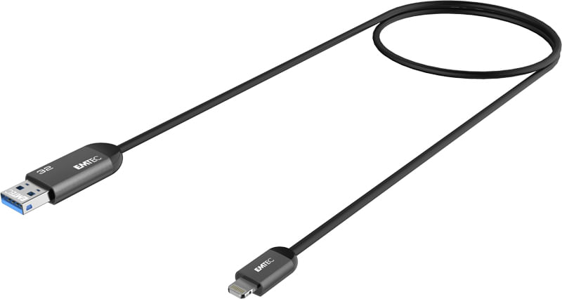 Emtec T750A unità flash USB 32 GB USB Type-A / Lightning 3.2 Gen 1 (3.1 Gen 1) Nero, Grigio