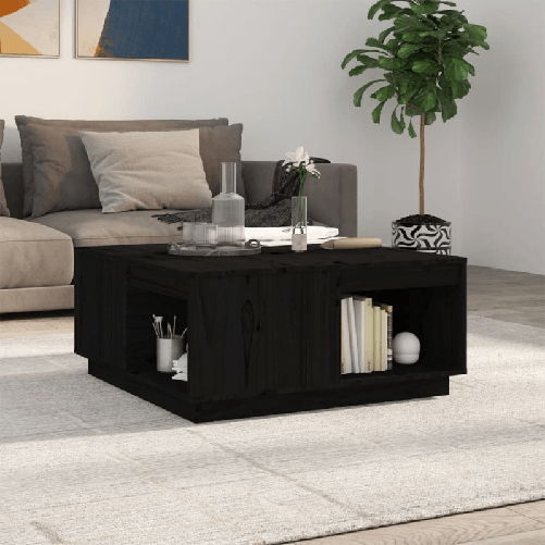 Tavolino-da-Salotto-Nero-80x81x365-cm-Legno-Massello-di-Pino