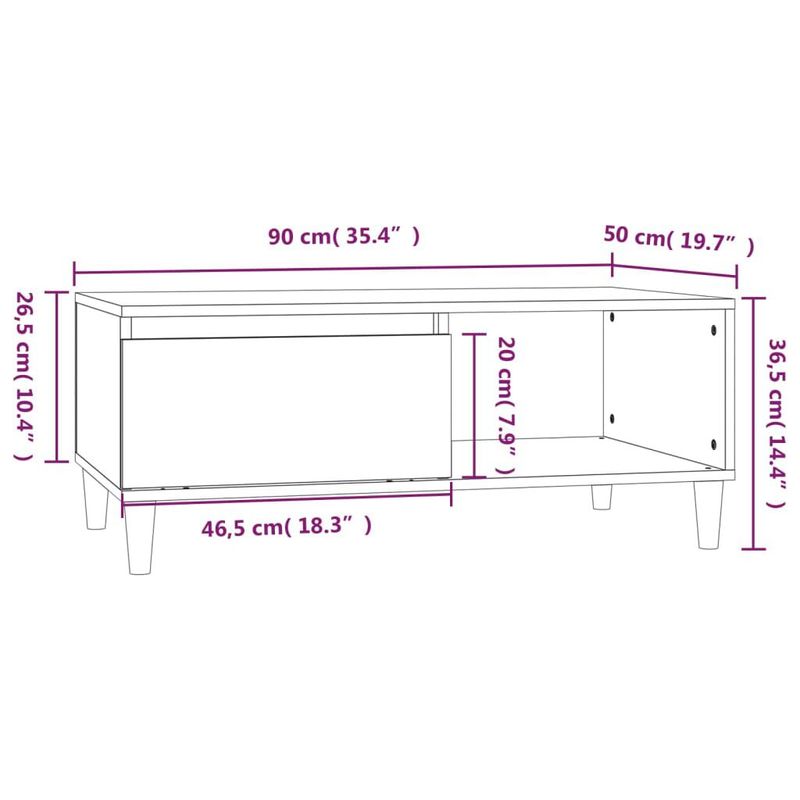 Tavolino-Salotto-Grigio-Cemento-90x50x365-cm-Legno-Multistrato