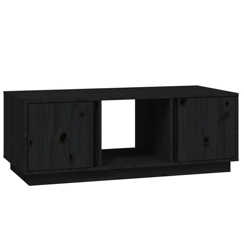 Tavolino-da-Salotto-Nero-110x50x40-cm-Legno-Massello-di-Pino