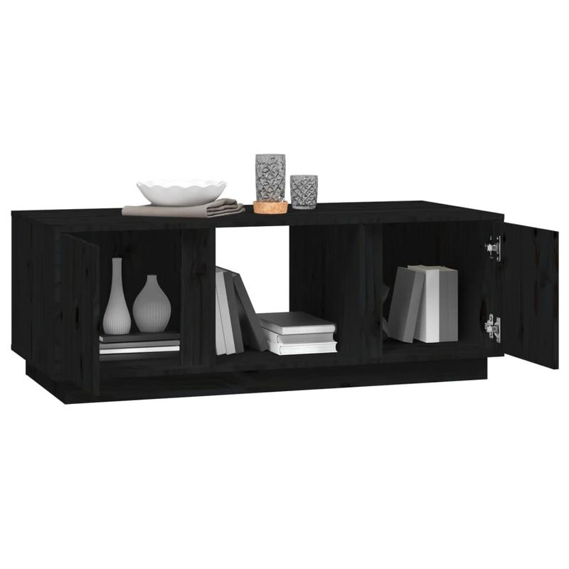Tavolino-da-Salotto-Nero-110x50x40-cm-Legno-Massello-di-Pino