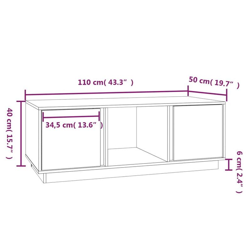 Tavolino-da-Salotto-Nero-110x50x40-cm-Legno-Massello-di-Pino