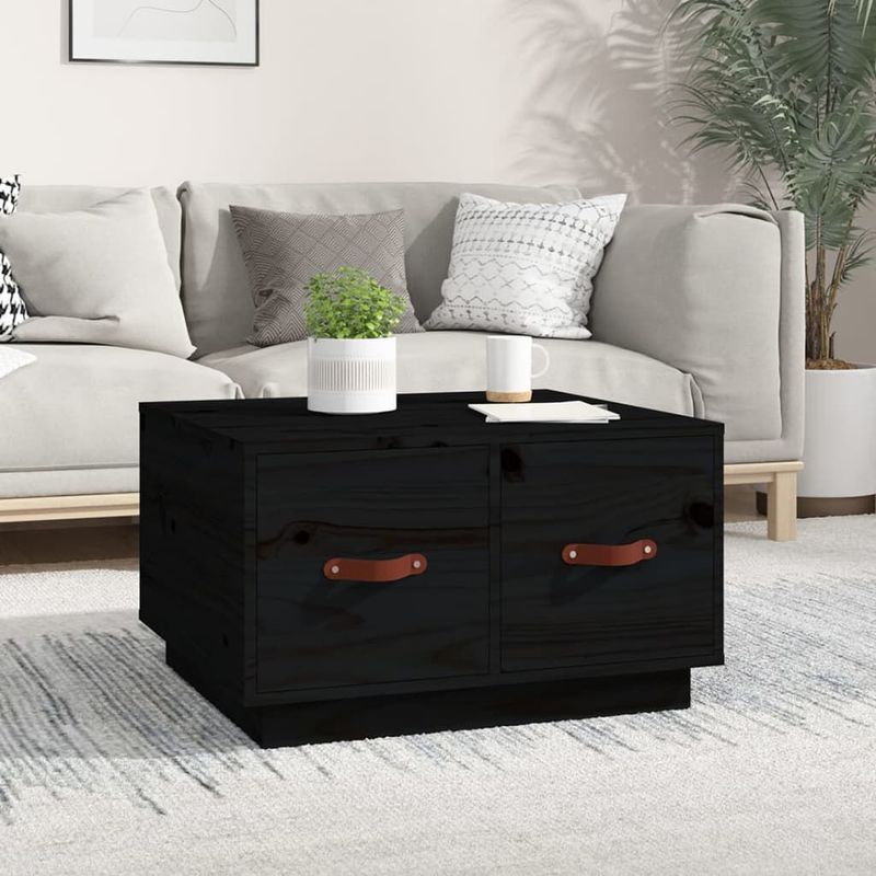 Tavolino-da-Salotto-Nero-60x53x35-cm-Legno-Massello-di-Pino