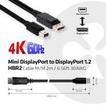 CLUB3D-Mini-DisplayPort-to-DisplayPort-1.2-M-M-2m-6.56ft-4K60Hz