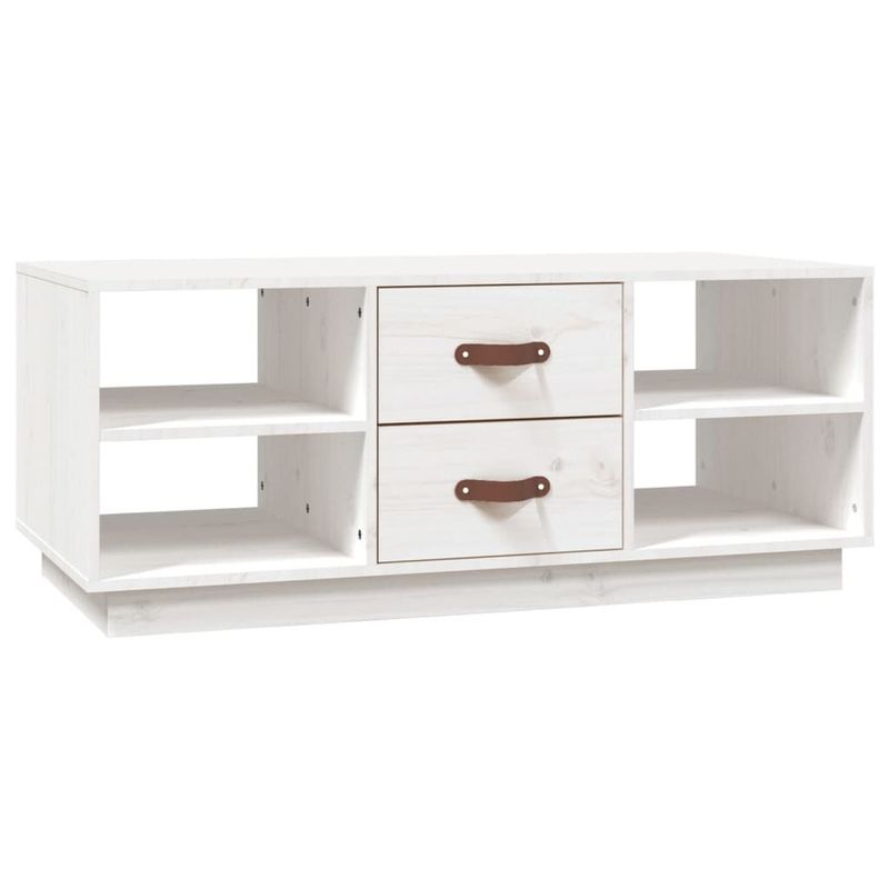 Tavolino-da-Salotto-Bianco-100x50x41-cm-Legno-Massello-di-Pino