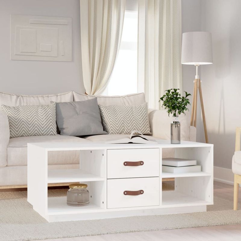 Tavolino-da-Salotto-Bianco-100x50x41-cm-Legno-Massello-di-Pino