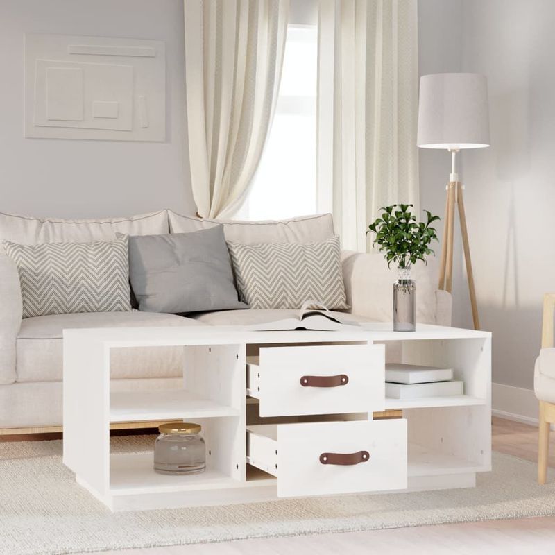Tavolino-da-Salotto-Bianco-100x50x41-cm-Legno-Massello-di-Pino