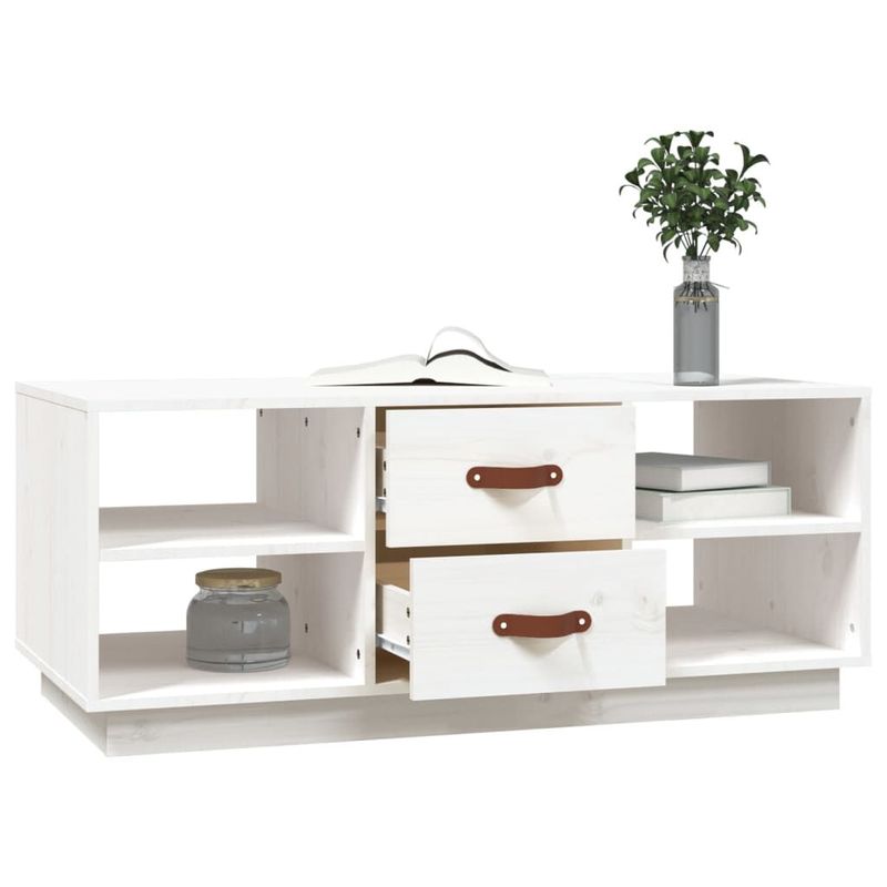 Tavolino-da-Salotto-Bianco-100x50x41-cm-Legno-Massello-di-Pino
