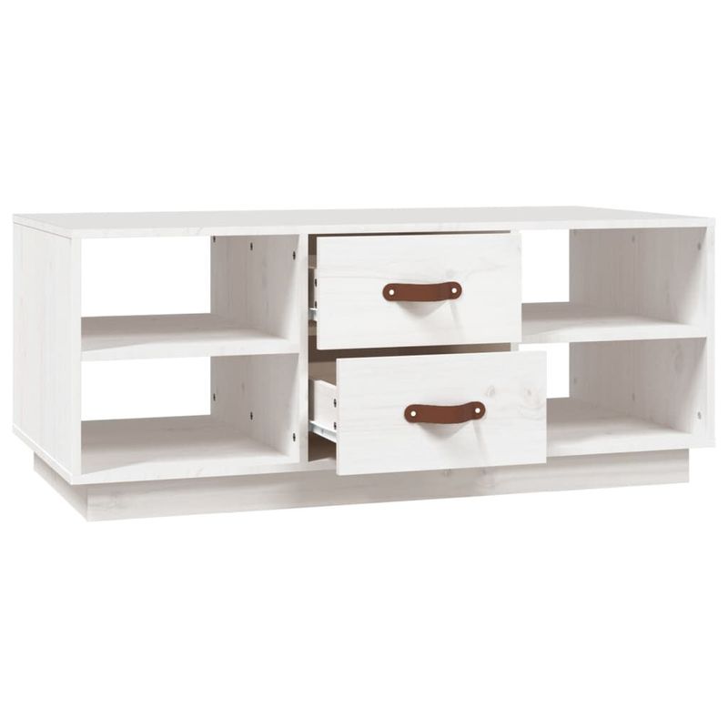 Tavolino-da-Salotto-Bianco-100x50x41-cm-Legno-Massello-di-Pino