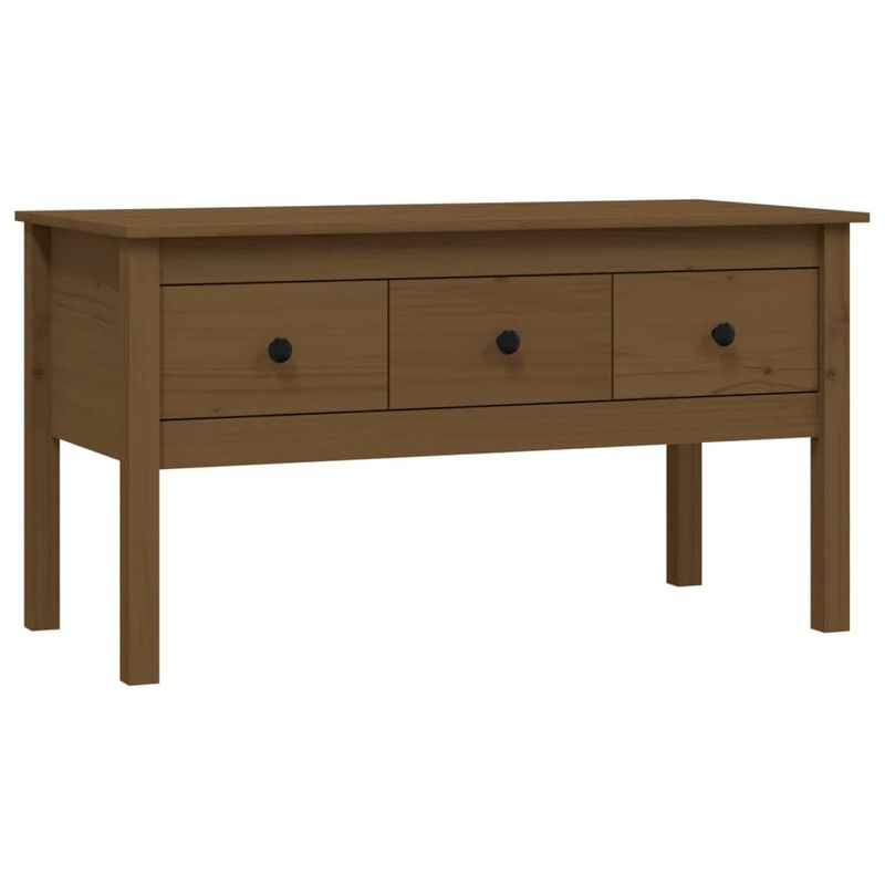 Tavolino-da-Salotto-Miele-102x49x55cm-in-Legno-Massello-di-Pino