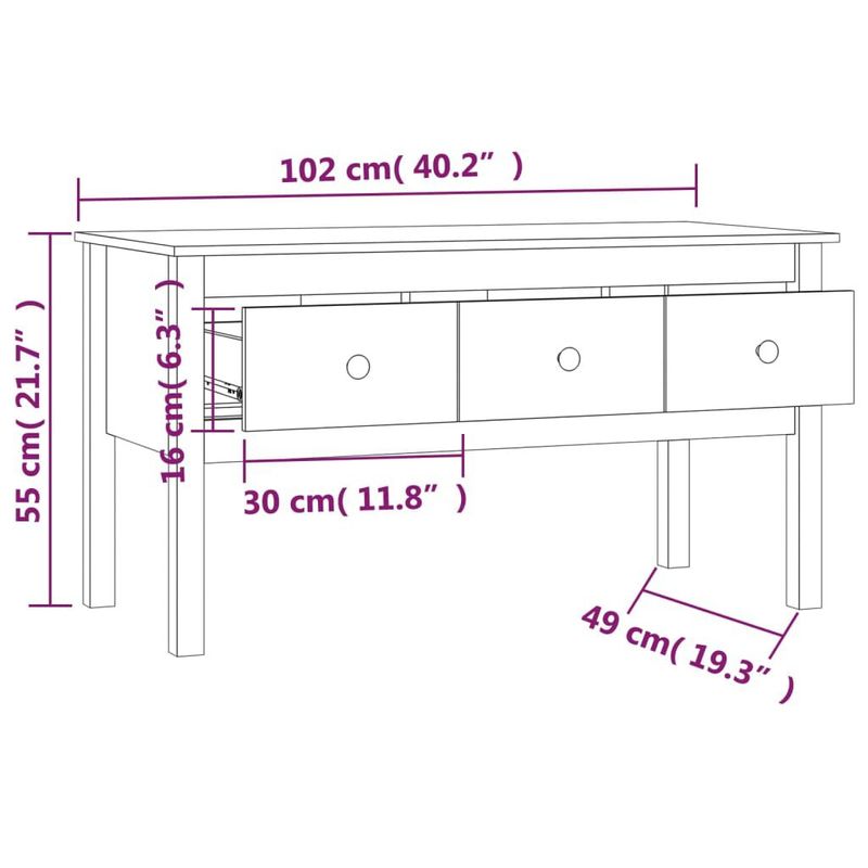 Tavolino-da-Salotto-Miele-102x49x55cm-in-Legno-Massello-di-Pino