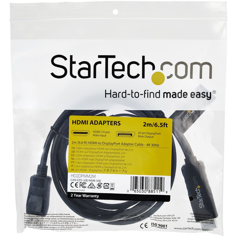 StarTech.com-Cavo-adattatore-HDMI-a-DisplayPort-da-2m---4K-30Hz