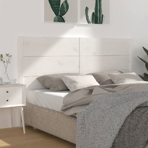 Testiera-per-Letto-Bianca-206x4x100-cm-Legno-Massello-di-Pino