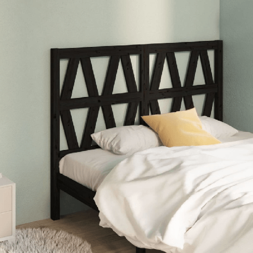 Testiera-per-Letto-Nera-126x4x100-cm-in-Legno-Massello-di-Pino