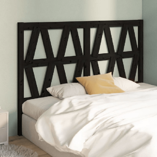 Testiera-per-Letto-Nera-126x4x100-cm-in-Legno-Massello-di-Pino