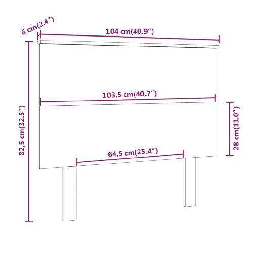 Testiera-per-Letto-Bianca-104x6x825-cm-Legno-Massello-di-Pino