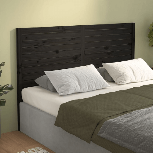 Testiera-per-Letto-Nera-126x4x100-cm-in-Legno-Massello-di-Pino