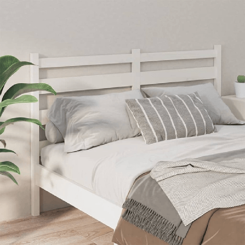 Testiera-per-Letto-Bianca-206x4x100-cm-Legno-Massello-di-Pino