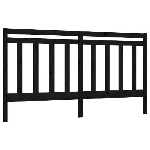 Testiera-per-Letto-Nera-206x4x100-cm-in-Legno-Massello-di-Pino
