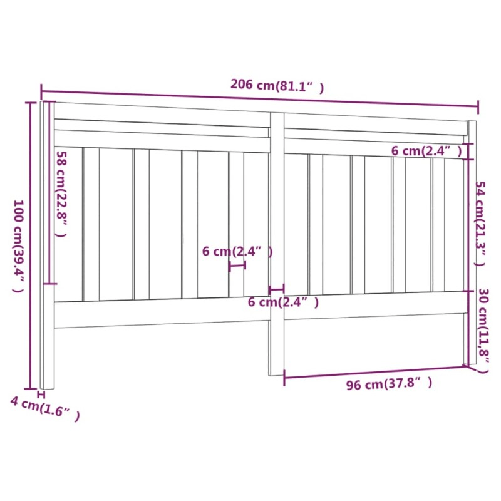 Testiera-per-Letto-Nera-206x4x100-cm-in-Legno-Massello-di-Pino