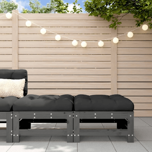 vidaXL-Poggiapiedi-Giardino-con-Cuscini-2pz-Legno-Massello-Pino-Grigio