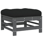 vidaXL-Poggiapiedi-Giardino-con-Cuscini-2pz-Legno-Massello-Pino-Grigio