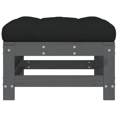 vidaXL-Poggiapiedi-Giardino-con-Cuscini-2pz-Legno-Massello-Pino-Grigio