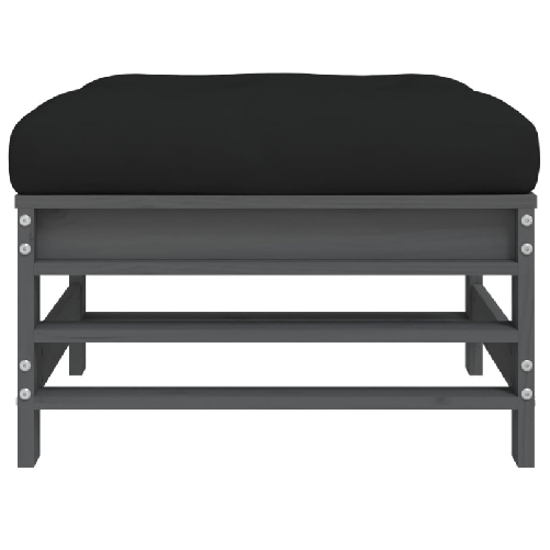 vidaXL-Poggiapiedi-Giardino-con-Cuscini-2pz-Legno-Massello-Pino-Grigio