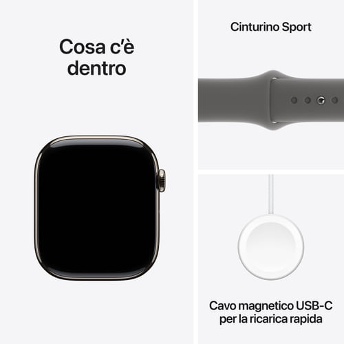 Apple-Watch-Series-10-Serie-10-GPS---Cellular-46mm-Cassa-in-Titanio-con-Stone-Grey-Sport-Band---S-M