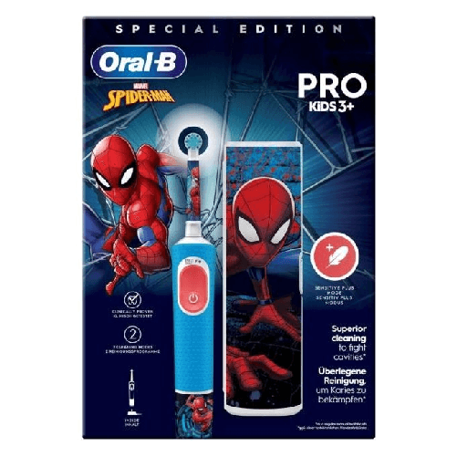 Oral-B-Vitality-Pro-Kids-Spiderman-Bambino-Spazzolino-rotante-oscillante-Blu-Rosso