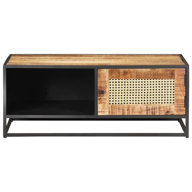 vidaXL-Tavolino-da-Salotto-90x50x35-cm-Legno-di-Mango-Grezzo-e-Canna