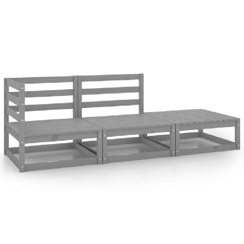 vidaXL-Set-Divani-da-Giardino-3-pz-Grigio-in-Legno-Massello-di-Pino