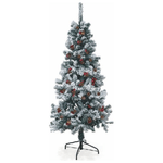 Albero Di Natale Sestriere 210cm 748 Rami con Neve Pigne e Bacche