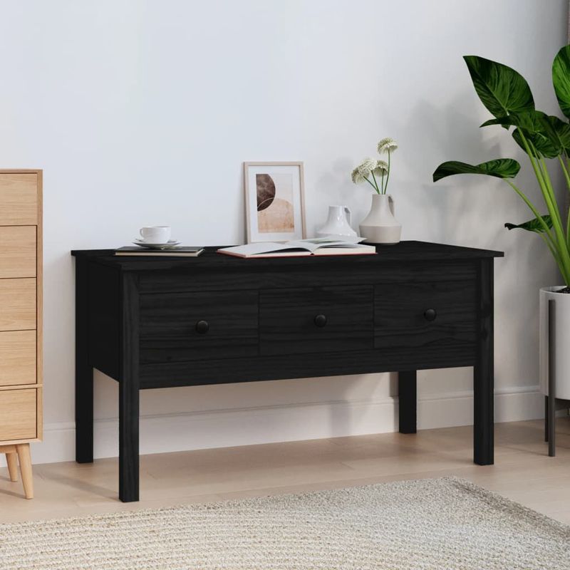 Tavolino-da-Salotto-Nero-102x49x55-cm-in-Legno-Massello-di-Pino