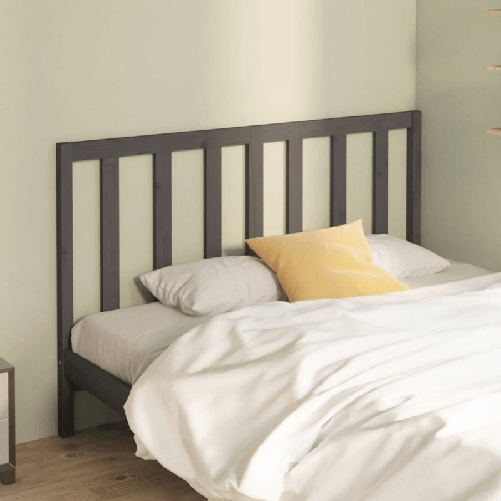 Testiera-per-Letto-Grigia-126x4x100cm-in-Legno-Massello-di-Pino