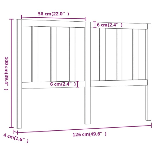 Testiera-per-Letto-Grigia-126x4x100cm-in-Legno-Massello-di-Pino
