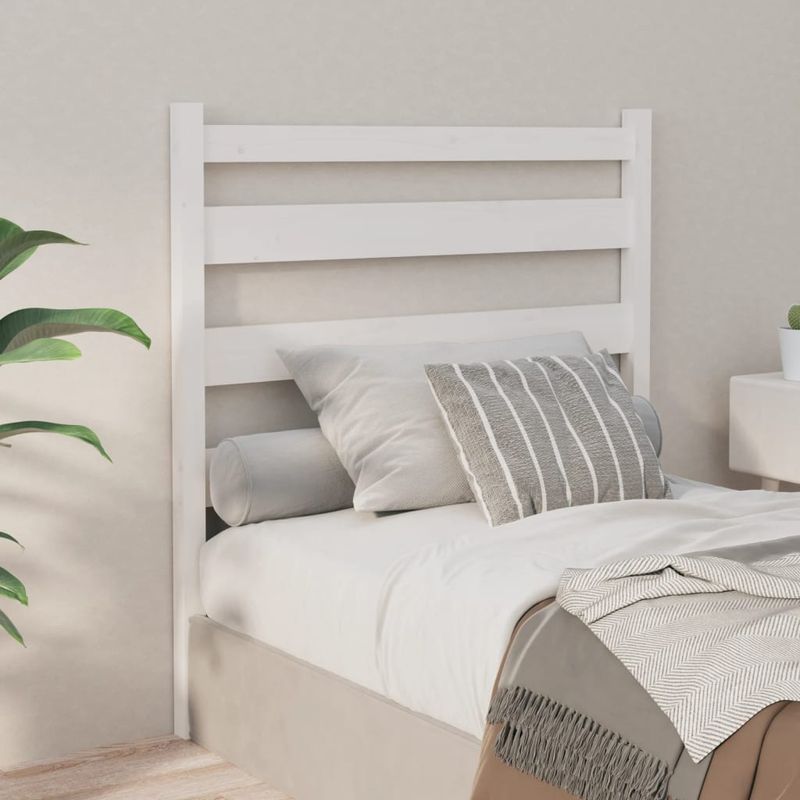 Testiera-per-Letto-Bianca-126x4x100cm-in-Legno-Massello-di-Pino