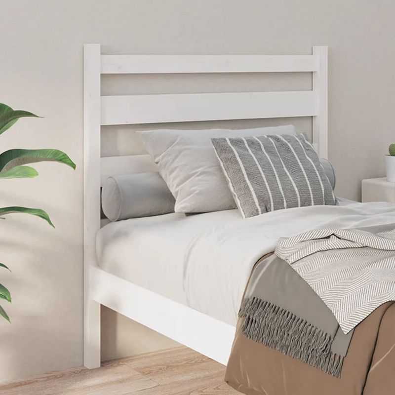 Testiera-per-Letto-Bianca-126x4x100cm-in-Legno-Massello-di-Pino
