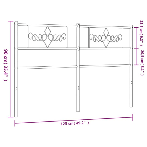 vidaXL-Testiera-in-Metallo-Bianco-120-cm