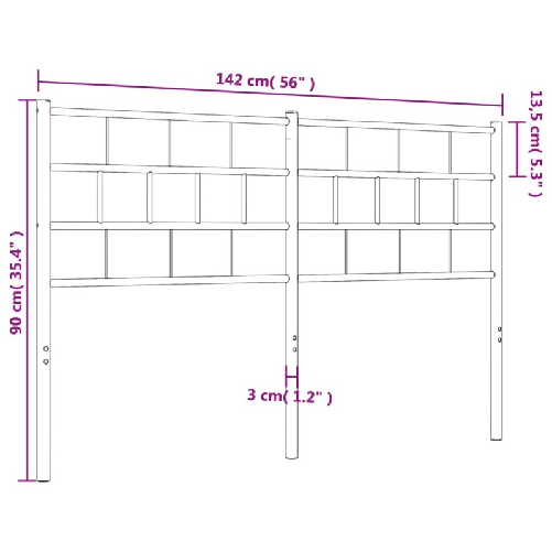 vidaXL-Testiera-in-Metallo-Bianco-135-cm
