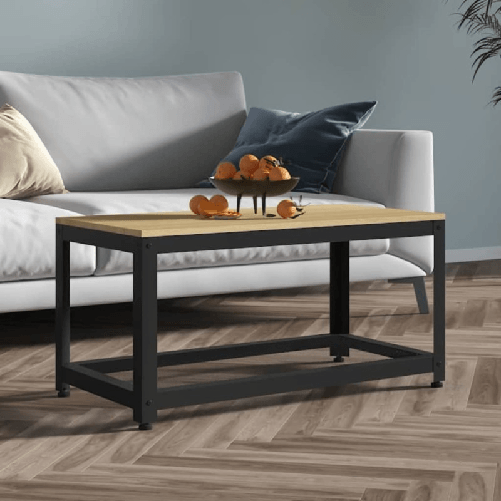 vidaXL-Tavolino-Salotto-Marrone-Chiaro-e-Nero-90x45x45-cm-MDF-e-Ferro