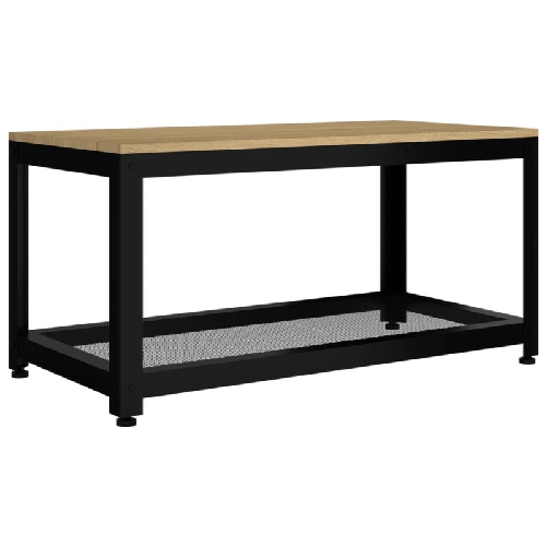 vidaXL-Tavolino-Salotto-Marrone-Chiaro-e-Nero-90x45x45-cm-MDF-e-Ferro