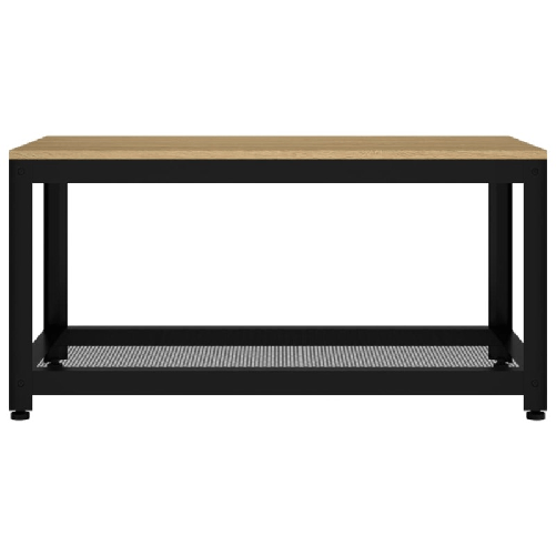 vidaXL-Tavolino-Salotto-Marrone-Chiaro-e-Nero-90x45x45-cm-MDF-e-Ferro