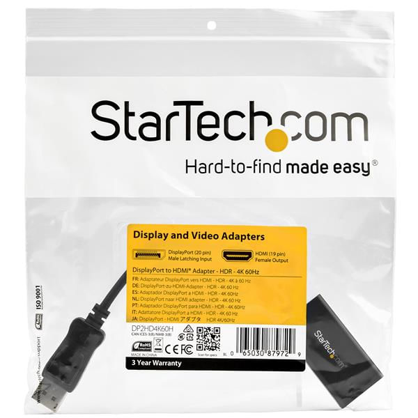 StarTech.com-Adattatore-DisplayPort-a-HDMI-4K-60Hz---Convertitore-video-attivo-da-DP-1.4-a-HDMI-2.0---Dongle-Cavo-adattatore-per-Monitor-TV-Display-HDMI---Connettore-DP-a-scatto-DP2HD4K60H-