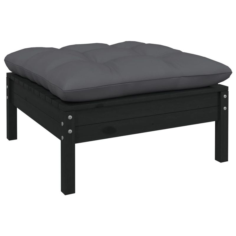 vidaXL-Divano-da-Giardino-a-2-Posti-con-Cuscini-Nero-Massello-di-Pino