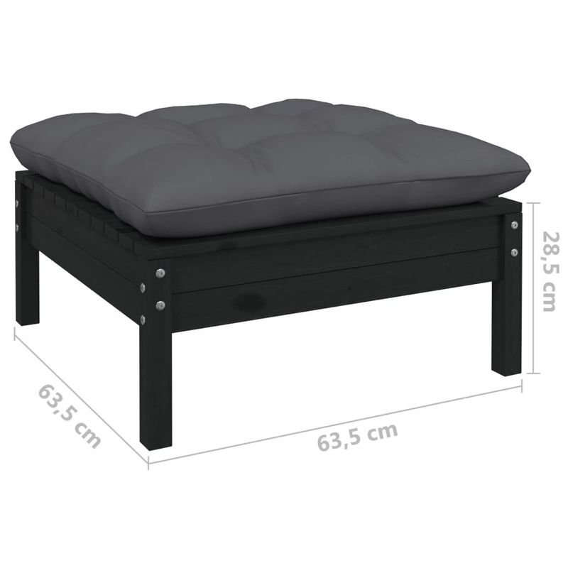 vidaXL-Divano-da-Giardino-a-2-Posti-con-Cuscini-Nero-Massello-di-Pino